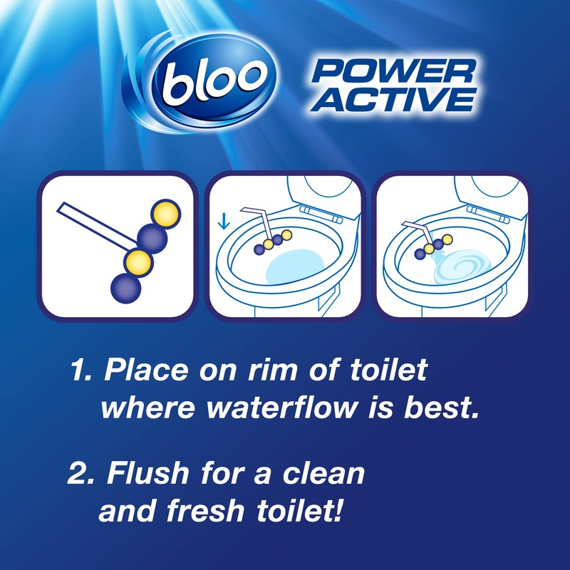 Bloo Power Active Toilet Rim Block Lemon, 2 x 50g