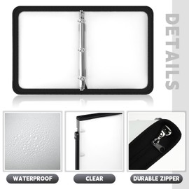 Teling 8 Pack Zipper Binder with 3 Ring Cover Zipper, Refillable Plastic Clear Binder File Organizer Planner for Projects, Assignments, Memos, School Work (Clear White,1.5 Inch Binder)