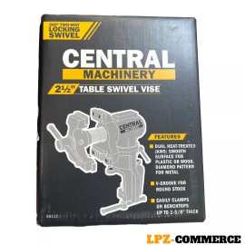 Central Machinery 2 1/2" Table Top Swivel Vise Clamp On Screw Base Locking Cast Iron Dual Jaw
