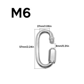 Chain Connector WorthPlanet 10 Packs M4/M5/M6/M8 Stainless Steel D Shape Locking Carabiner Threaded Quick Link for Carabiner, Hammock, Camping and Outdoor Equipment W060007 (M6)