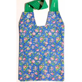 Catheter Night Bag Holder with Handle, Cover.Blue Colour with Roses.100% Cotton.