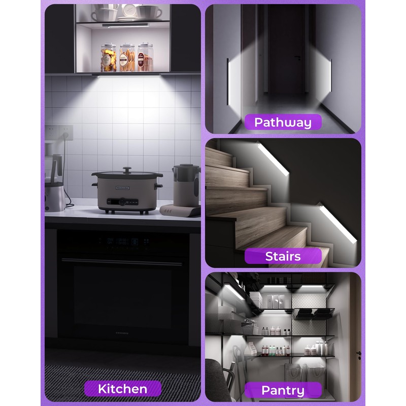 ASOKO HOME Under Cabinet Lights Motion Sensor Light Indoor,3-Light Colors,