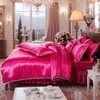 Bedorm Luxury Silky Comforter Full Hot Pink Satin Bedding Comforter