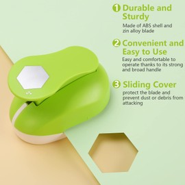HAUSTGO Hexagon Paper Punch, 2 Inch Hexagon Punches for Paper Crafts, 50mm Hexagon Hole Punch for Making Scrapbook Layout, Memory Books, Wedding Cards, Journals, Gift Tags, Homemade Confetti