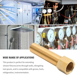 VIKKSAER Brass Extension Pipe Fitting, 1/2" Male X 1/2'' Female Converter Adapter, Brass Reducer Adapter (100MM) (2)