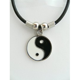 Unbekannt Necklace Yin and Yang 2.5 cm Chains Fashion Jewellery Pendant, Faux Leather Metal