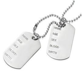 Classic Two-Pieces Mens Military Army Dog Tag Pendant Necklace with 26.8 inches Ball Chain(CA)