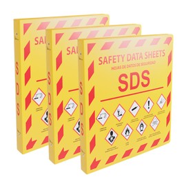 Yellow Safety (YS), 3 Pack, SDS Binder - 2024 Requirements, Heavy Duty 1.5 Inch, 3 Ring Safety Data Sheet SDS Binder