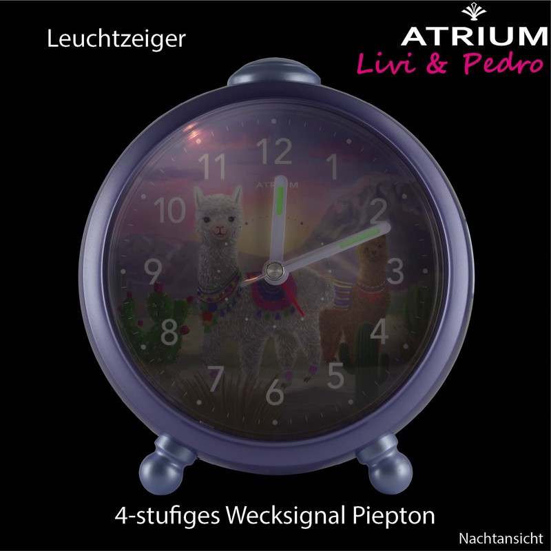 ATRIUM Children's Alarm Clock Girls Livi & Pedro Alpaca Lama
