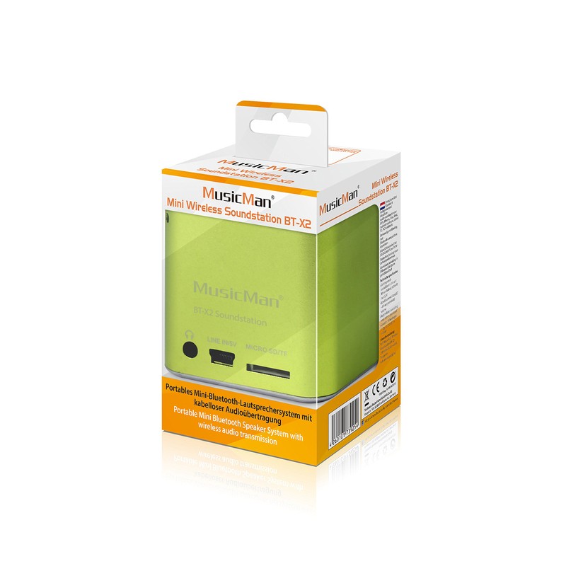 MusicMan mini Wireless Soundstation BT-X2 (MP3 Player, Bluetooth) grün