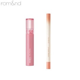 ROMAND Glasting Color Gloss + Lip Pencil Set 2items, Tint#$%Lip Liner:04 Grapy Way-01 Tenderly Peach