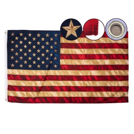 ROTERDON Vintage American Flag 4x6 FT, Tea Stained American Flags for Outside, Stars and Stitch Hemmings, Antiqued Early USA Banner for wall 4th of july