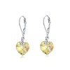 Birthstone Earrings 925 Sterling Silver Birthstone Dangle Leverback Earrings Heart