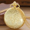 Tiong Gold Hollow Compass Covered Quartz Men's Pocket Watch,Luminous Arabic