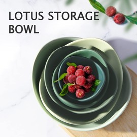 Notakia Salad Decorative Bowls Lotus Shaped Pasta Bowls Dishwasher Safe, Unique Angled Ceramic Bowls for Salad, Pasta, Soup, Rice, Prep, Ideal for Restaurant (Green)