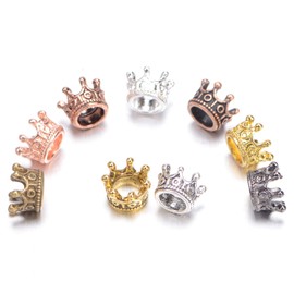 AD Beads 20 Pieces Solid Metal King & Queen Crown Big Hole Bracelet Connector Charm Beads (Queen Crown (Randomly Mixed))
