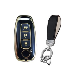 HIBEYO Vehicle Key Cover Case Fits Nissan Protective Case Key Cover for Nissan Qashqai Altima Teana 2022 2023 Keyless Key Box with Key Ring Black