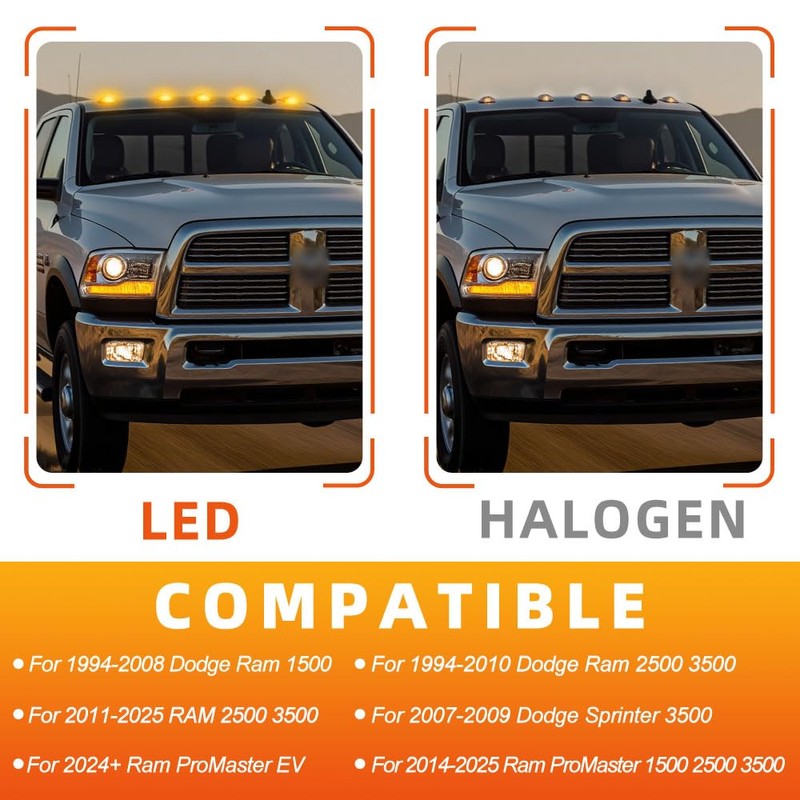 5Pcs LED Cab Top Roof Light Bulbs for 1994-2026 Dod'ge