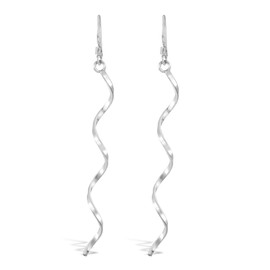Minimalist Ribbon Spiral Twist Boho .925 Sterling Silver Dangle Earrings