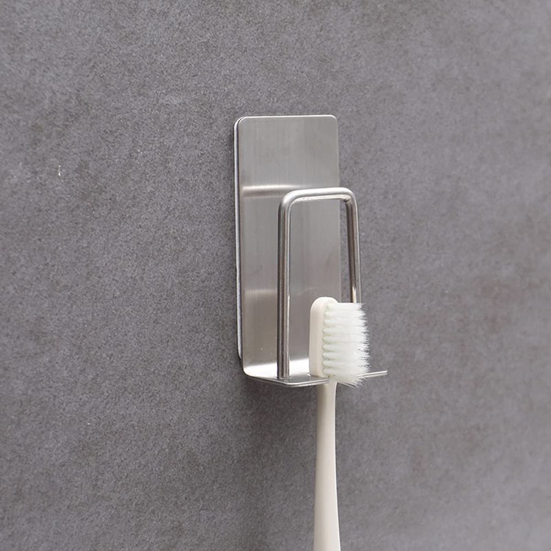 2Pcs Stainless Steel Toothbrush Holders Wall Mount 2 in 1
