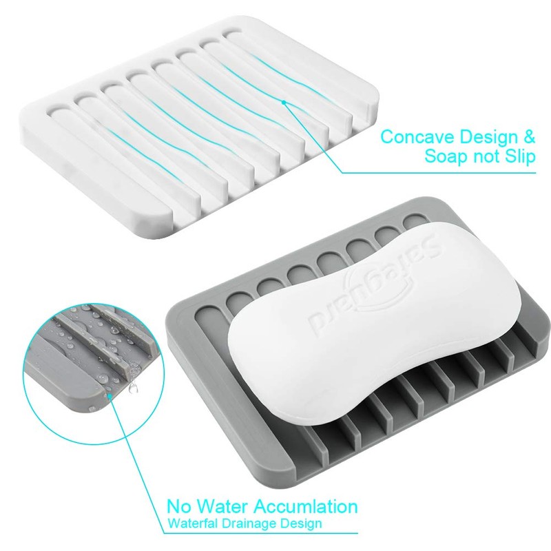 2PCS Soap Dish Holder, Premium Silicone Soap Dishes for Shower