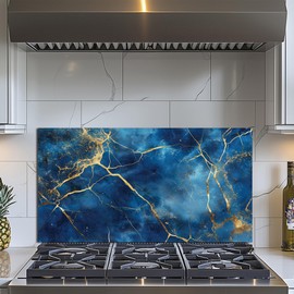 Evgosm Tempered Glass Backsplash for Kitchen， Stove Splashback, Ceramic Tile Glass Backsplash, Easy to Install and Clean, Used for Kitchen Wall Protection and Decoration. (30x16'')
