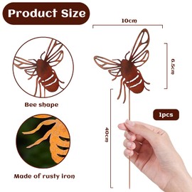 Kryzalite® Rust Garden Stake Garden Decoration - Beautiful Bee Decoration for Outdoors, Weatherproof Garden Decoration, Christmas Decoration, Garden, Patio, Balcony