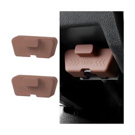 Norkmdi Car OBD Port Lid, 2PCS Waterproof Silicone OBD Interface Protective Cover, Anti-Theft Automotive Interior Socket Diagnostic Port Lock Sleeve, Universal for SUV RV Truck (Brown)