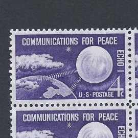 ECHO I COMMUNICATIONS SATELLITE - Vintage Mint Set of 4 Stamps 64 Years Old!