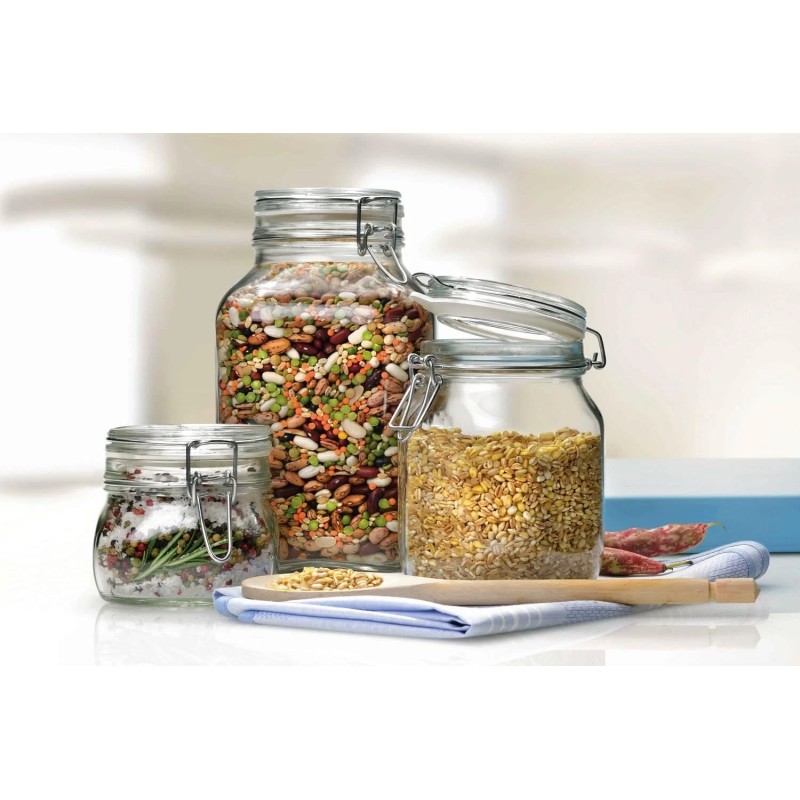 Bormioli Rocco Fido Glass Square Jar, 3 Liter