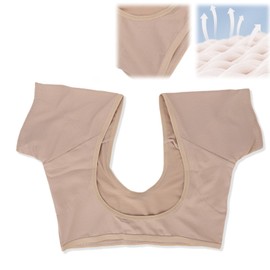Underarm Sweat Pads Sweat Guard Underwear Sweat Vest Short Sleeve Reusable Armpit Sweat Pads for Women Girls Skin Color (M)
