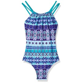 Kanu Surf Girls' Jasmine Beach Sport Halter One Piece Swimsuit, Mahina Purple, 8