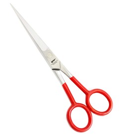 Professional Hairdressing Scissors Hair Cutting Scissors Shears for Barber Salon Home - with Antibacterial Comfort Rubber Grip 100% Stainless Steel (Red)
