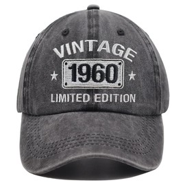 Vintage 1960 Limited Edition Hats for Men Women, 64th Birthday Decorations, 64 Year Old Adjustable Embroidered Baseball Cap Retirement Gifts Mom Dad