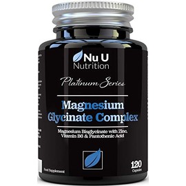 Magnesium Glycinate with Vitamin B6, Zinc and Pantothenic Acid - 120 Vegan Capsules - 250mg Elemental Magnesium from Chelated Magnesium per Serving - High Strength Magnesium Bisglycinate