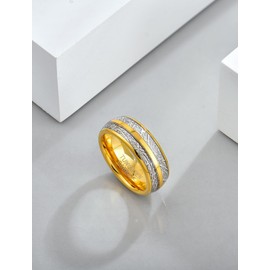 Viskyna 8mm Gold Tungsten Carbide Wedding Band for Men Promise Ring Domed Engagement Anniversary Rings for Him Size 10