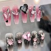 Yuzhiye 30pcs Heart Shape Black Glass Stone Nail Parts Large