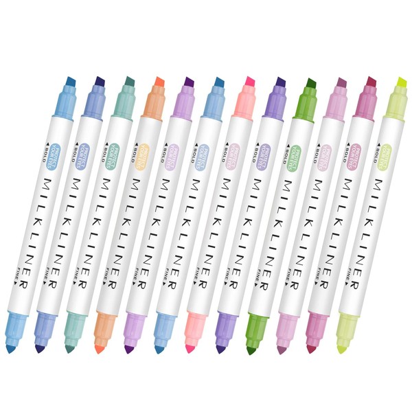 HRLORK 12 PCS Highlighters,12 Colors Double Tips Pastel Highlighter Supplies
