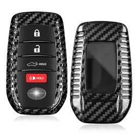 T-carbon Genuine Carbon Fibre Key Ring Cover Compatible with Toyota Venza RAV4 Prime, Land Cruiser Fortuner Mirai Collora Cross (Black)