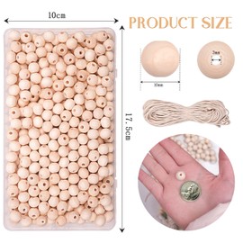 JHWELRG 10mm Holzperlen zum Auffädeln,340 Stück Natürliche holzkugeln mit Loch für DIY Schmuck Herstellung Bastelarbeiten, Makramee