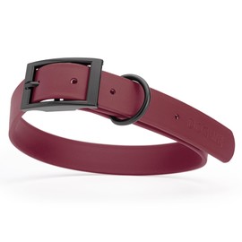 Dogline Biothane Waterproof Dog Collar Strong Coated Nylon Webbing with Black Hardware Odor- Proof for Easy Care Easy to Clean High Performance Fits Small Medium or Large Dogs, Merlot Burgundy