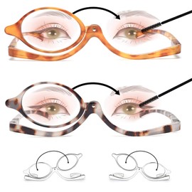 JM 2 Pairs Makeup Reading Glasses Magnifying Flip Down Cosmetic Readers for Women +2.0
