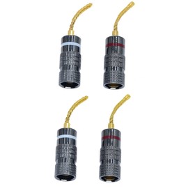 Screw-Type Connectors Deadbolt Flex Pin Banana Adapter Plug to 4mm Female Bananas Jack Center Surround Wire for Spring Loaded Speaker Terminals Inputs 4 Pack