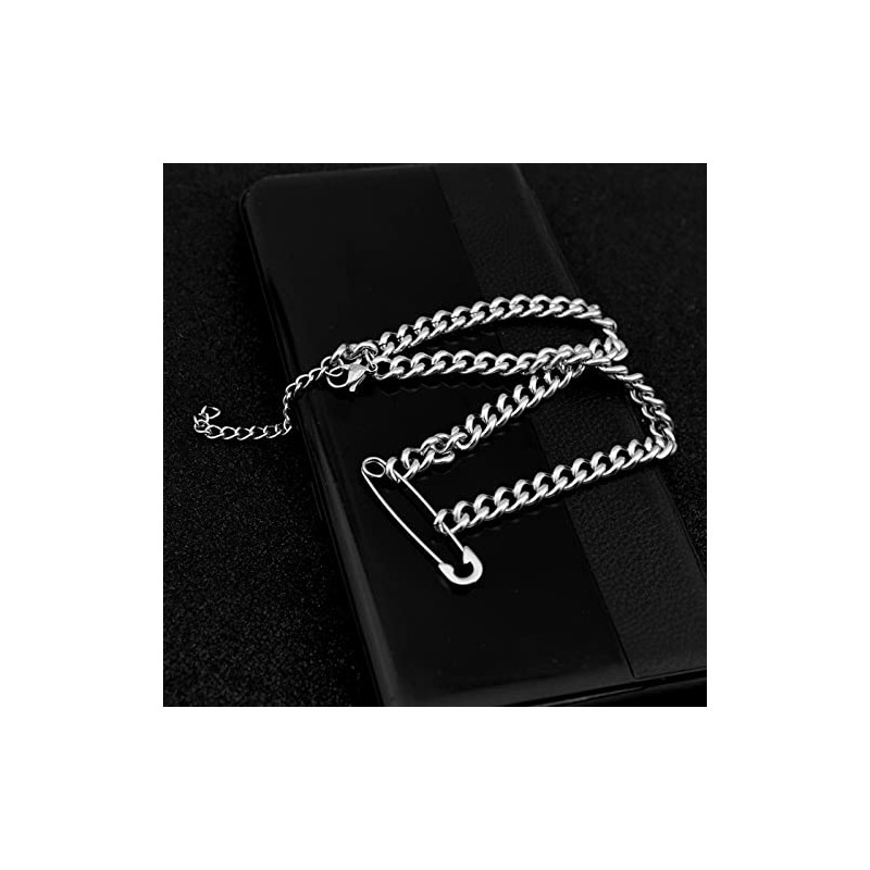 LIBERTY-M Necklace, Unisex, Safety Pin Chain, 0.2 inch (6 mm),