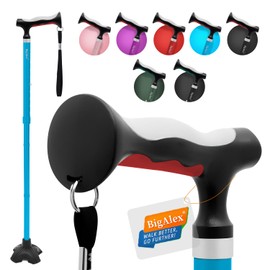 BigAlex Lightweight Collapsible Walking Cane with Soft Comfortable TPR Handle for Seniors and Elderly Adults, Larger Handle for Comfort, Adjustable Support Stick, Portable Travel Aid for Men & Women