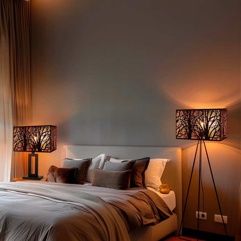 Metal Large Rectangular Lampshade For Table Lamp Floor Lamps,8"×14"×9" Black