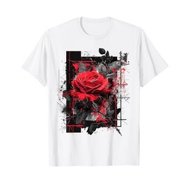 Rose Abstract Geometric Art Flower Lover Graphic Rose T-Shirt