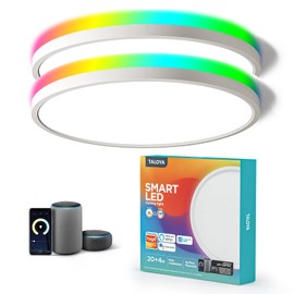 TALOYA Compatible with Alexa Flush Mount Ceiling Light, 12 inch RGB Ambient Light, Day Light 3000K~6500K Adjustable by App, equivs to 200W Traditional lamp for Living Room, Bedroom, 2-Pack