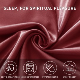 Maple&Stone Satin Pillowcase for Hair and Skin, Pillow Cases with Envelope Closure, 2 Pack Soft Pillow Cover Red, Queen 20"x30"