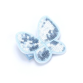 Girls Sequin Butterfly Hair Bun Clip - Blue